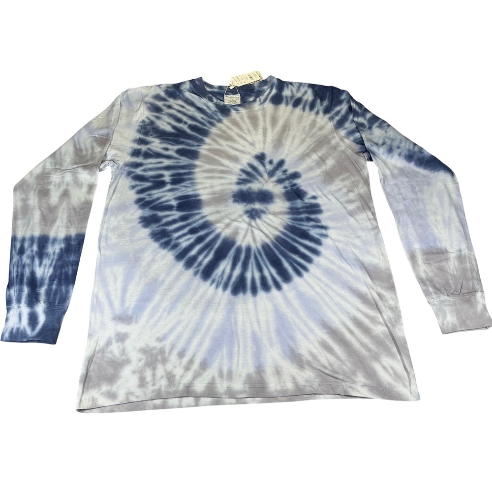 Dreamsicle Tie Dye Long Sleeve T‎ Shirt XL Blue White Spiral Swirl NWT